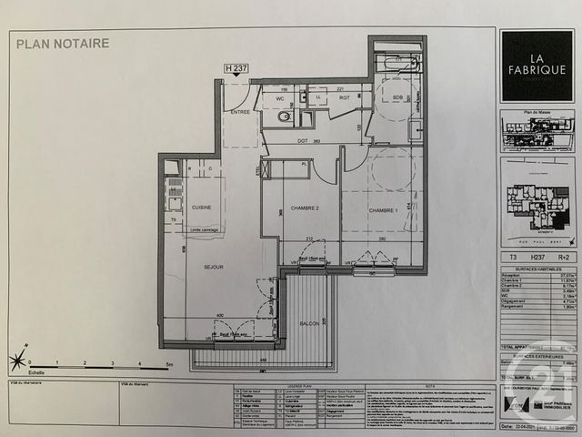 appartement à vendre - 3 pièces - 62.19 m2 - COURBEVOIE - 92 - ILE-DE-FRANCE - Century 21 Conseil Immobilier